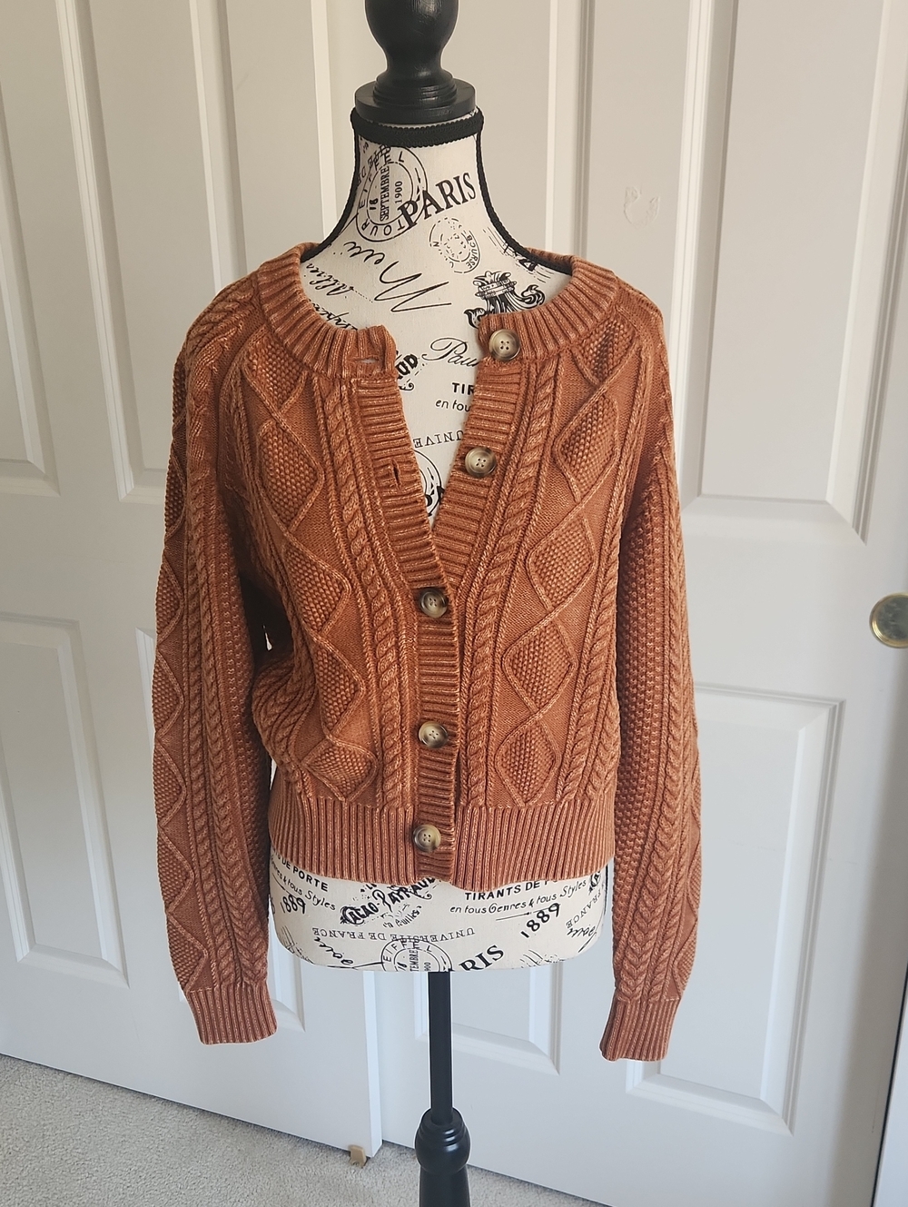 NWT Faherty Sunwashed Gingerbread Cardigan SZ L $198